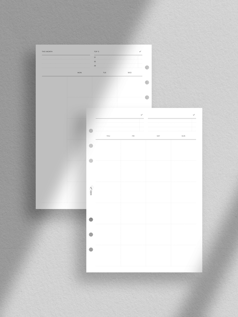 A5 - Monthly Planner - Undated Calendar - Vertical Overview - MO2P - NO1 - 4 Pages - (V1)