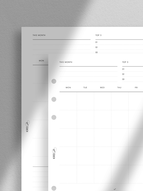 Monthly planner, undated monthly calendar, month on one page, MO1P, aesthetic planner, minimalist clean design, A5 size, to-do list, tasks, instant digital download, PDF file, ready to print at home.