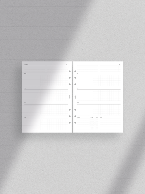 Weekly planner printable template, pdf file, instant digital download, grid layout, minimalist clean design, A5 size, habit tracker, WO2P.