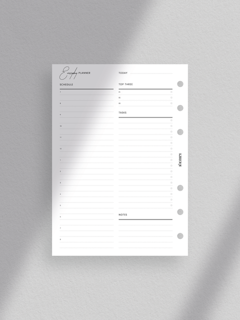 A6 size Daily planner printable template Hourly schedule Clean minimal aesthetic design layout Instant digital download PDF file