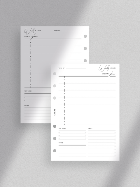 A6 - Weekly Planner - Horizontal Overview - Detailed - WO1P - 2 Pages - NO1