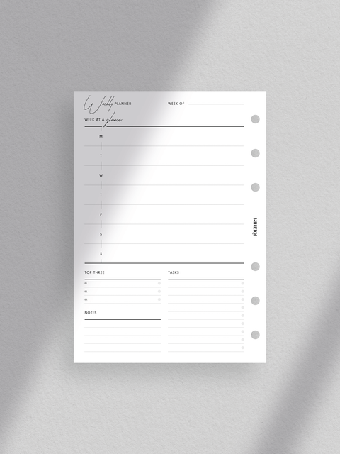 A6 - Weekly Planner - Horizontal Overview - Detailed - WO1P - 2 Pages - NO1