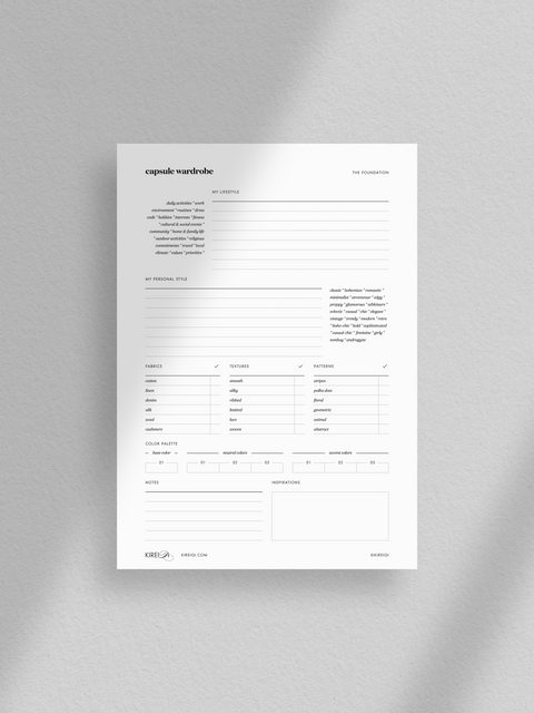 Capsule Wardrobe - Guide & List - NO1 - 2 Pages - (V1)