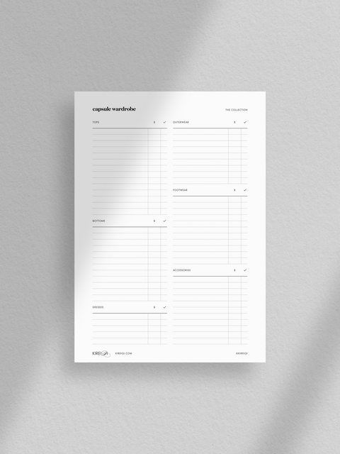 Capsule Wardrobe - Guide & List - NO1 - 2 Pages - (V1)