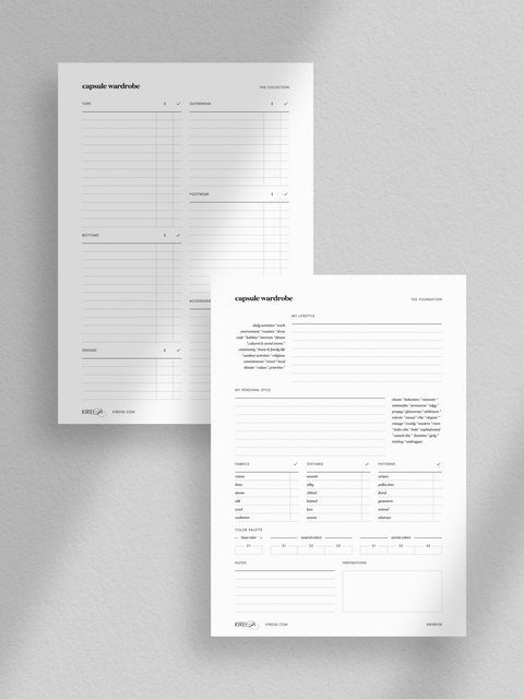 Capsule Wardrobe - Guide & List - NO1 - 2 Pages - (V1)