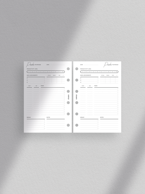 Pomodoro technique planner printable template, digital instant download, pdf file, productivity tools.