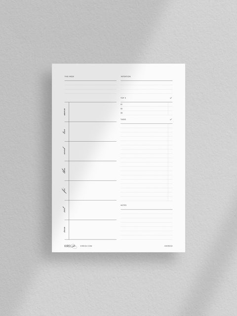 Weekly Planner - Detailed Overview - WO1P - NO1 - 1 Page - (V1)