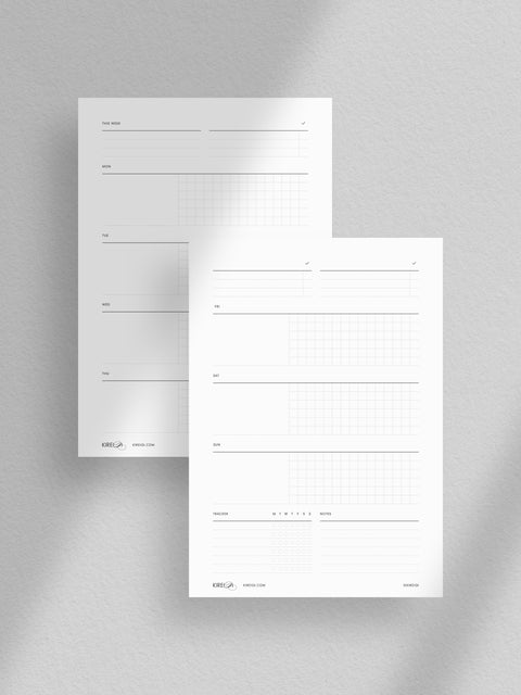 Weekly Planner - Horizontal Overview - WO2P - NO3 - 2 Pages