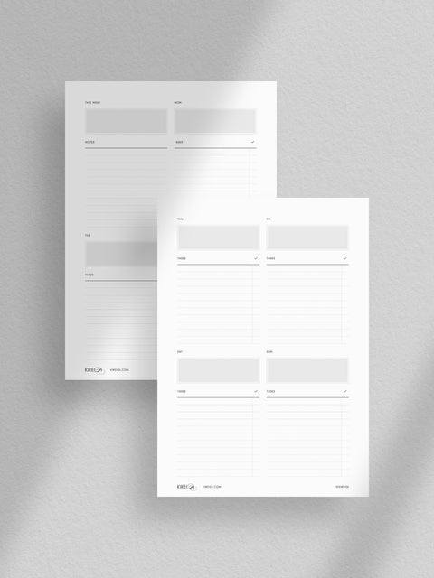 Weekly Planner - Vertical Overview - WO2P - NO2 - 2 Pages - (V1)