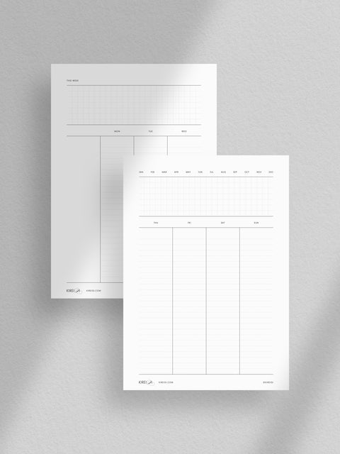 Weekly Planner - Vertical Overview - WO2P - NO3 - 2 Pages - (V1)