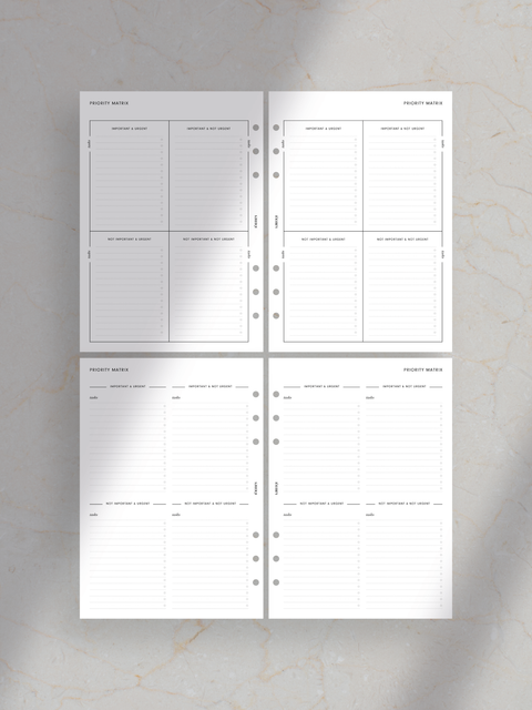 Goal and project planner, success and productivity, planner printables, digital download, instant download, pdf file, 52 pages, aesthetic, clean, sleek, luxury design layout, dream life, vision of life, tracker, pomodoro technique, priority matrix, organization, planning.