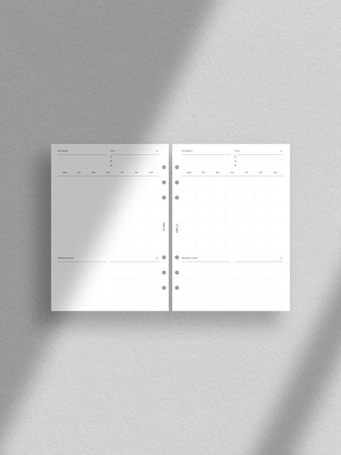 Monthly planner, undated monthly calendar, month on one page, MO1P, aesthetic planner, minimalist clean design, A5 size, to-do list, tasks, instant digital download, PDF file, ready to print at home.