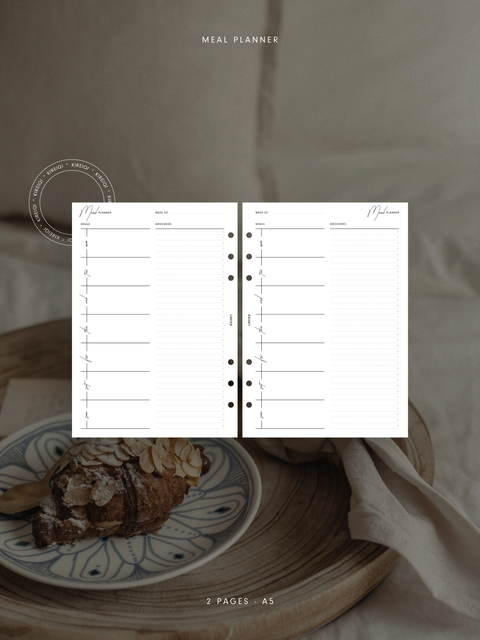 A5 - Meal Planner - Weekly Overview - WO1P - 2 Pages - NO1