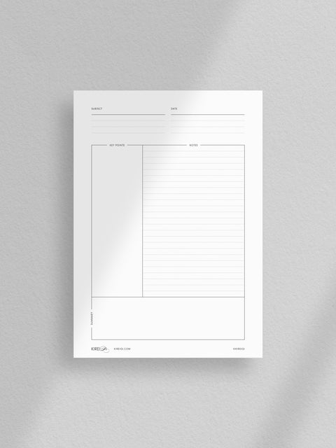Student Note Taking Template Printable Pack A4, A5 and Letter