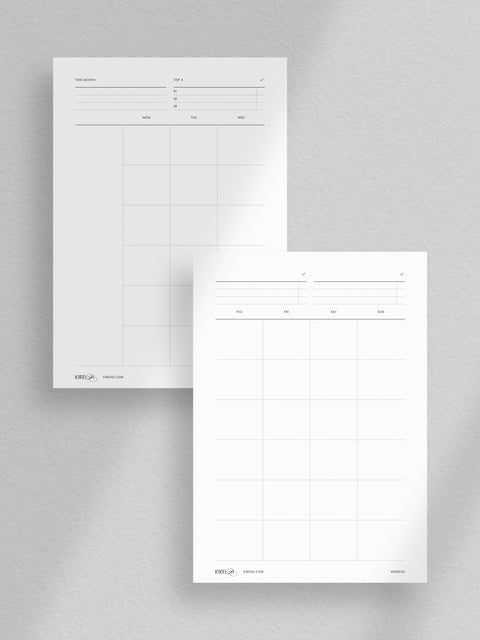 Undated monthly calendar template in PDF format for digital download. Versatile planner printable available in A4, A5, Letter, and Half Letter sizes, offering flexibility for personalized organization and planning.