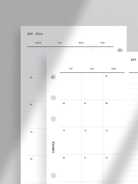 Personal size, 2024/2025 monthly calendar, monthly planner, planner printable template. Digital download. PDF file.