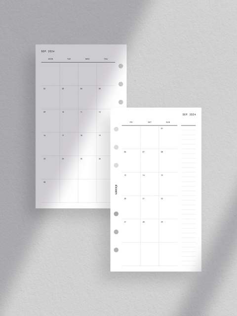 Personal size, 2024/2025 monthly calendar, monthly planner, planner printable template. Digital download. PDF file.