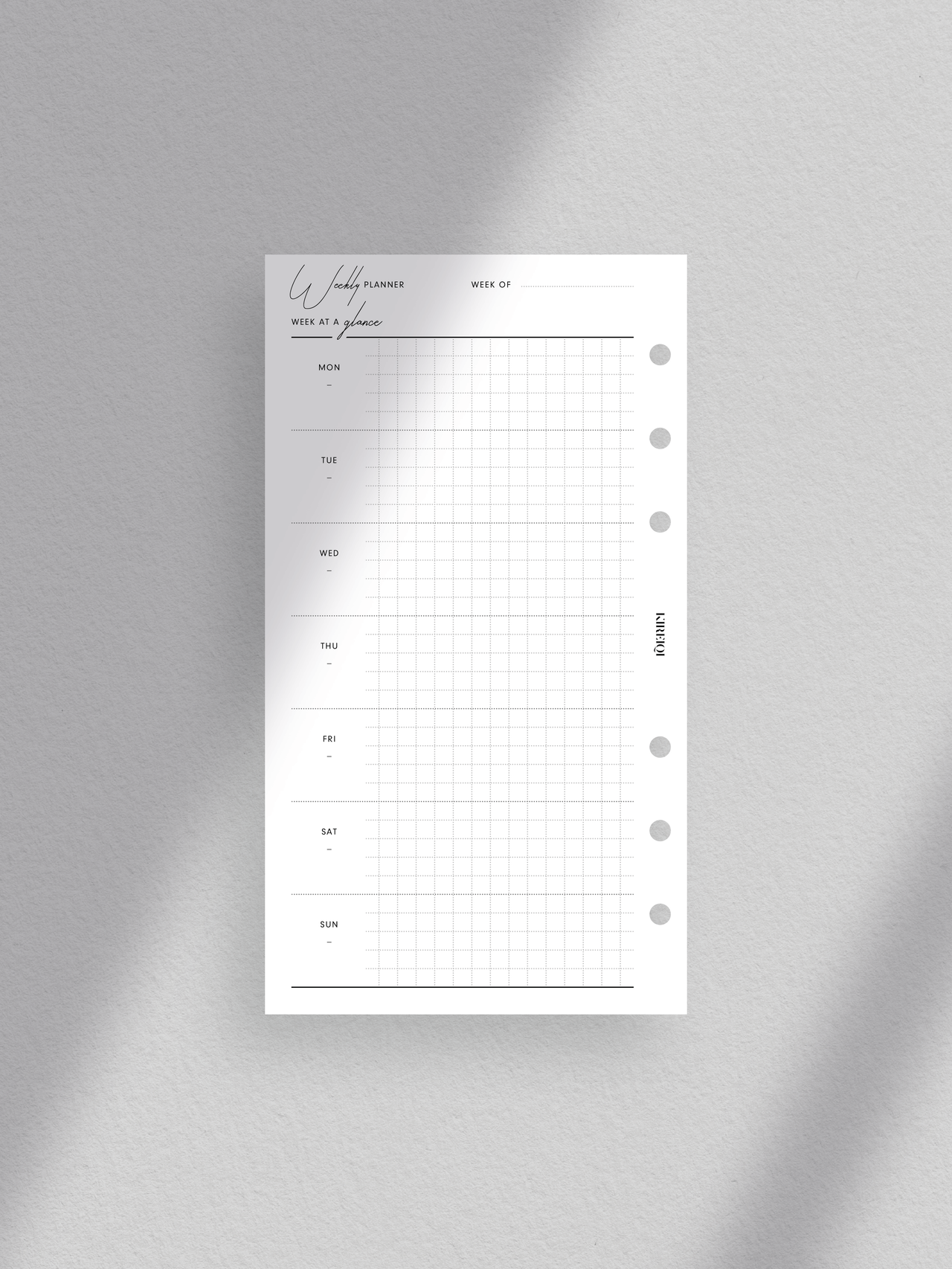Personal - Weekly Planner - Horizontal Overview - Grid - WO1P - 2 Page ...