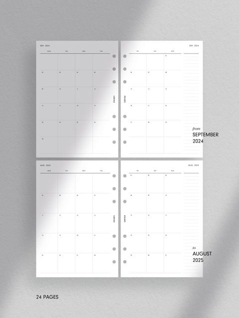 2024-2025 monthly calendar planner printables templates, digital instant download, print at home, pdf file format, aesthetic minimal design layout.